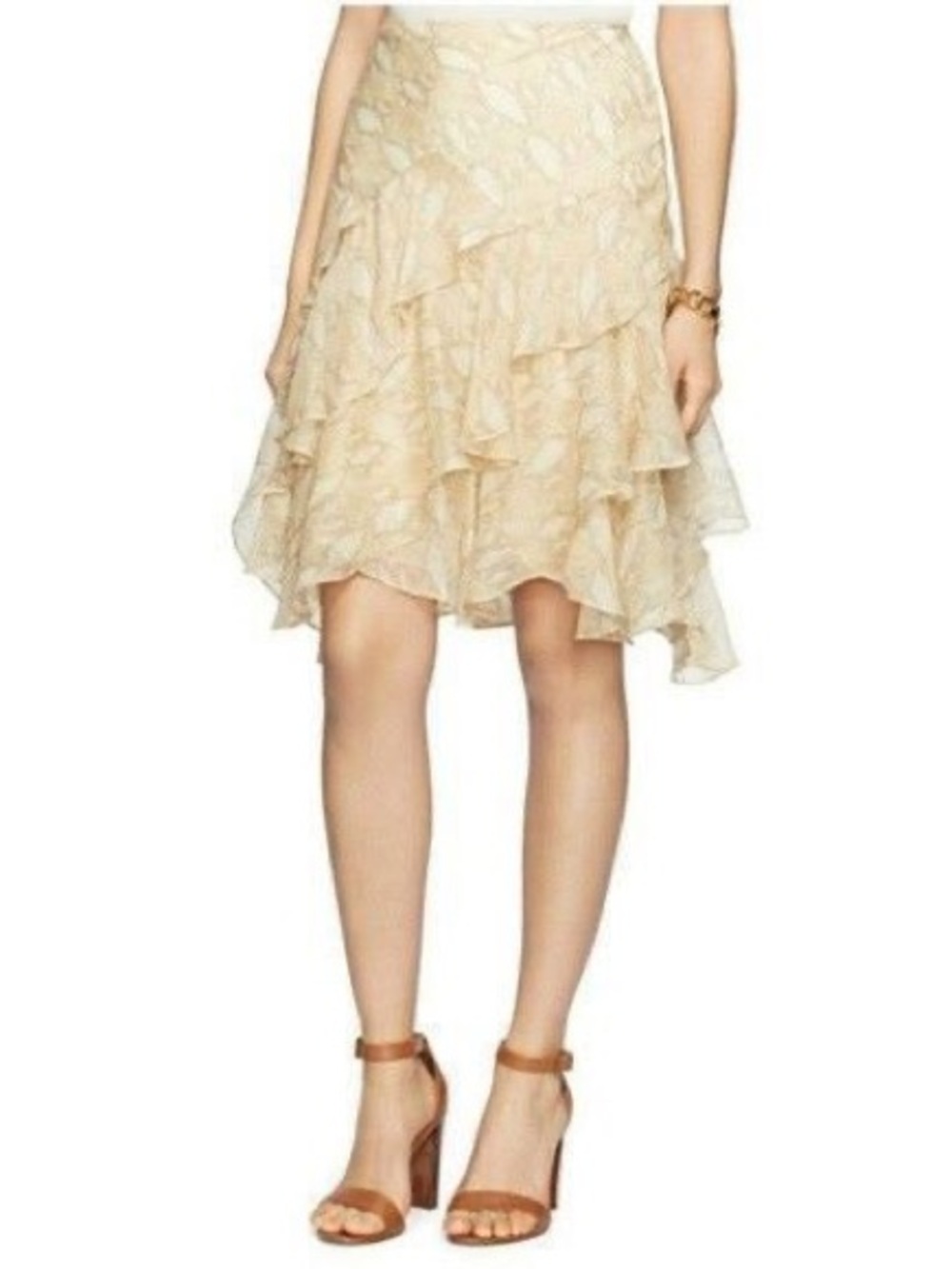 LAUREN RALPH LAUREN Alexzandra Ruffled Python-Print Skirt NWT